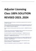 Adjuster Licensing  Class 100% SOLUTION  REVISED 2023..2024 