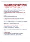 CRCR FINAL EXAM LATEST 2023-2024 | CRCR EXAM UPDATE QUESTIONS AND  CORRECT ANSWERS RATED A+