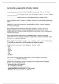 NC Food Handlers Study Guide