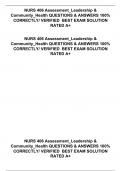 NURS 406 Assessment_Leadership & Community_Health QUESTIONS & ANSWERS 100% CORRECTLY/ VERIFIED	BEST EXAM SOLUTION RATED A|NURS 406 Assessment Leadership Community Health Nursing Practice: Pediatrics