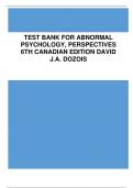 Test Bank for Abnormal Psychology, Perspectives 6th Canadian Edition David J.A. Dozois.