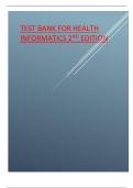 TEST BANK FOR HEALTH INFORMATICS 2ND EDITION LATEST UPDATE 