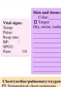 Physical assessment check off sheet