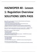 HAZWOPER 40 - Lesson  1: Regulation Overview SOLUTIONS 100% PASS