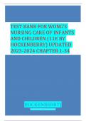 TEST BANK FOR WONG'S  NURSING CARE OF INFANTS  AND CHILDREN (11E BY  HOCKENBERRY) UPDATED  2023-2024 CHAPTER 1-34