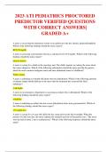 2023 ATI PEDIATRICS PROCTORED PREDICTOR VERIFIED QUESTIONS  WITH CORRECT ANSWERS|  GRADED A+