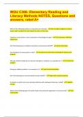 WGU C366- Elementary Reading and Literacy Methods NOTES, Questions and answers, rated A+ 2024 | 37 Pages