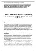 Impact of Electronic Health Record Systems on Information Integrity Quality and Safety Implications Latest Verified Review 2023 Practice Questions and Answers for Exam Preparation, 100% Correct with Explanations, Highly Recommended, Download to Score A+