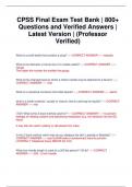 CPSS Final Exam Test Bank | 800+ Questions and Verified Answers | Latest Version | (Professor Verified)