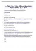 AHIMA CCA: Exam 2 Study Questions And Answers 2023-2024