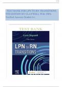 TEST BANK FOR LPN TO RN TRANSITIONS 5TH EDITION BY CLAYWELL With 100% Verified Answers Graded A+.