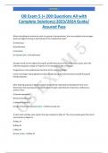 OB Exam 5 (+ 200 Questions All with Complete Solutions) 2023/2024 Guide/ Assured Pass