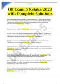 OB Exam 5 Retake 2023 with Complete Solutions