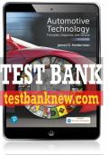 Test Bank For Automotive Technology: Principles, Diagnosis, and Service 6th Edition All Chapters - 9780135257272