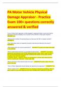 PA Motor Vehicle Physical  Damage Appraiser - Practice Exam 100+ questions correctly answered & verified 