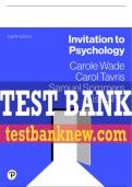 Test Bank For Invitation to Psychology 8th Edition All Chapters - 9780137588589