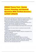 CERAD Theory Test - Human  factors, Planning, and Hazards Questions With Verified Answers |  LATEST UPDATE