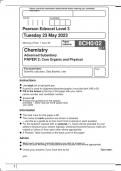 Pearson Edexcel GCE In Chemistry (8CH0) Paper 02 Core Organic and Physical Chemistry Question paper and  Marking scheme June 2023 