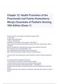 Test Bank for Wongs Nursing  Chapter 12 Health Promotion of the Preschooler and Family Hockenberry 10th Edition (A+ GRADED 100% VERIFIED)