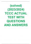 TCCC ACTUAL TEST WITH QUESTIONS AND ANSWERS (solved 2023-2024) 