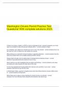  Washington Drivers Permit Practice Test Questions! With complete solutions 2023.