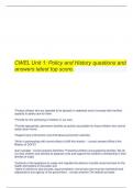  CWEL Unit 1: Policy and History questions and answers latest top score.