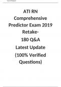 ATI RN Comprehensive Predictor Exam 2019 Retake-  180 Q&A  2023/2024 Latest Update  (100% Verified Questions)