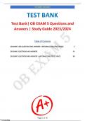 Test Bank| OB EXAM 5 Questions and Answers | Study Guide 2023/2024