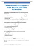 OB Exam 6 Questions and Answers / Actual Questions 2023/2024 / Guarantee Pass