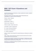 MAE 1351 Exam 5 Questions and Answers