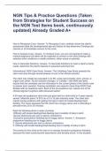 NGN Tips & Practice Questions (Taken from Strategies for Student Success on the NGN Test Items book, continuously updated) Already Graded A+