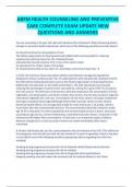 ABFM HEALTH COUNSELING AND PREVENTIVE CARE COMPLETE EXAM UPDATE NEW QUESTIONS AND ANSWERS 2023 