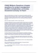 CS402 Midterm Questions (chapter questions for project management (cs402) at binghamton university) Answered Correctly To Pass!!