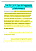 WGU D096/D169 Essential Practices for Supporting Diverse Learners (2022/2023) (Verified Answers)Acquisition-Learning Hypothesis The Acquisition-Learning hypotheses Two independent systems of foreign language performance: 'the acquired system' and 