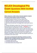 NCLEX Oncological Pre  Exam Questions With Verified  Correct Answers