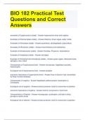 BIO 182 Practical Test Questions and Correct Answers 