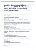 Certified Compliance and Ethics Professional (CCEP) Certification Study Resources Questions With