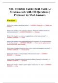 NIC Esthetics Exam | Real Exam | 2 Versions each with 100 Questions | Professor Verified Answers