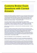 Customs Broker Exam Questions with Correct Answers 