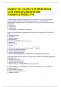 Chapter 12- Disorders of White Blood Cells Correct Questions and Answers(GRADED A+)