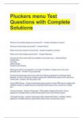 Pluckers menu Test Questions with Complete Solutions 