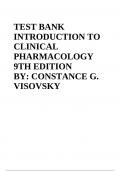 TEST BANK INTRODUCTION TO CLINICAL PHARMACOLOGY 9TH EDITION BY: CONSTANCE G. VISOVSKY