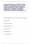 NUR 300 Final Exam ACTUAL EXAM  LATEST EXAMS 2023-2024 ACTUAL EXAM QUESTIONS AND CORRECT DETAILED ANSWERS (VERIFIED ANSWERS) |ALREADY GRADED A+   