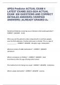 Exam (elaborations) APEA Predictor ACTUAL EXAM 3 LATEST EXAMS 2023-2024 ACTUAL EXAM 500 QUESTIONS AND CORRECT DETAILED ANSWERS (VERIFIED ANSWERS) |ALREADY GRADED A+