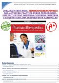 2022/2023 TEST BANK; PHARMACOTHERAPEUTICS FOR ADVANCED PRACTICE NURSE PRESCRIBERS, 5TH EDITION WOO ROBINSON.COVERING CHAPTERS 1-55 QUESTIONS AND ANSWERS WITH RATIONALES/RATED A+