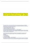  Renal Disorders/Dialysis & Peritoneal Dialysis NCLEX questions and answers 100% verified.