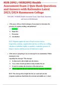 NUR 2092 / NUR2092 Health Assessment Exam 2 Quiz Bank Questions and Answers with Rationales Latest 2023/2024 Rasmussen College 