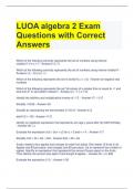 LUOA algebra 2 Exam Questions with Correct Answers 