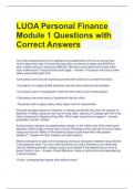 LUOA Personal Finance Module 1 Questions with Correct Answers