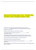  Advanced Pharmacology Final - Practice Quiz Questions with complete solutions 2023.